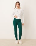 [ASOS DESIGN] ASOS DESIGN Mix & Match leggings with exposed waistband in green L Green