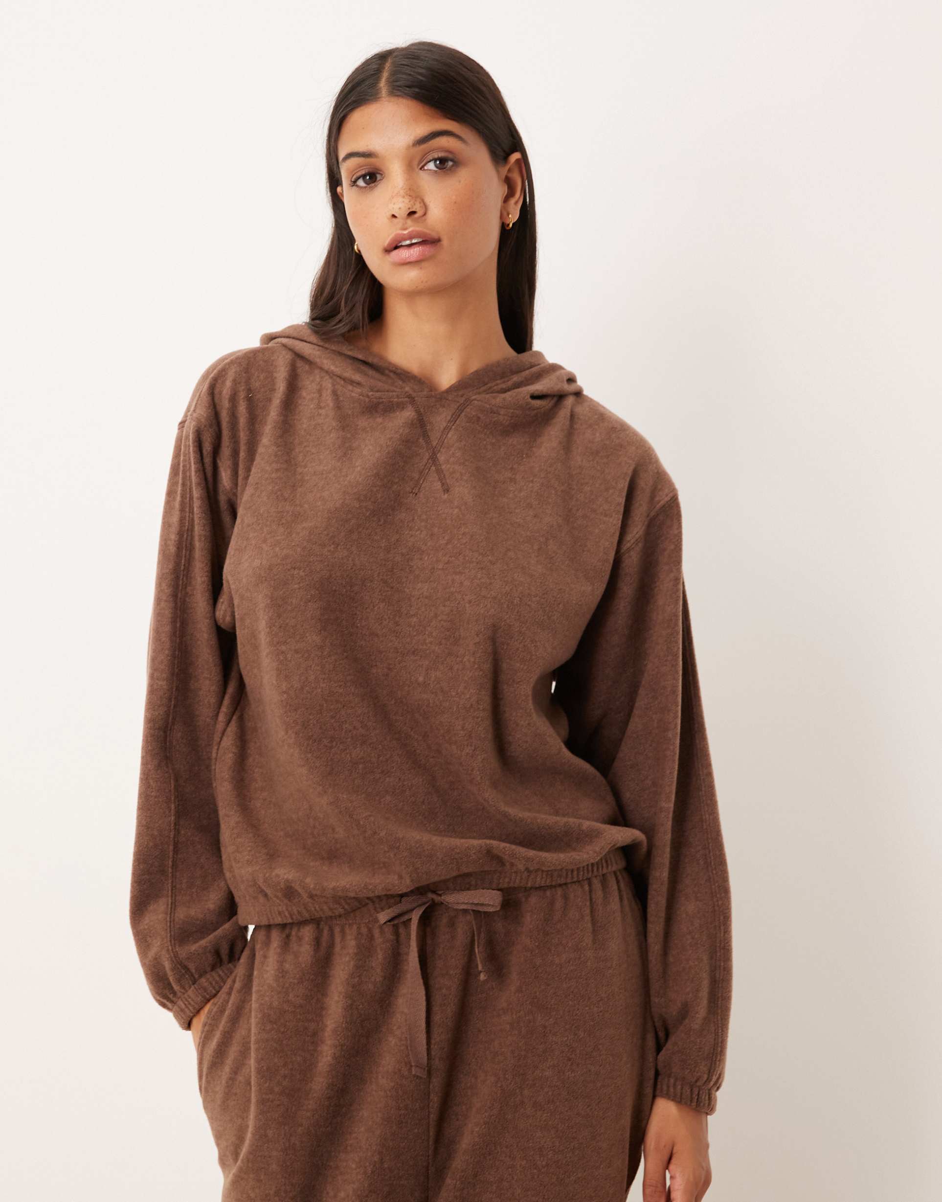 asos design mix & match lightweight fleece oversized hoodie in chocolate brown