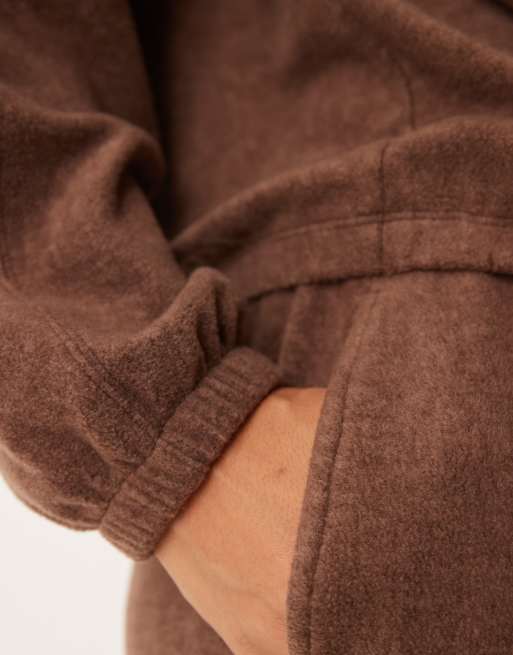 ASOS DESIGN mix & match lightweight fleece oversized hoodie in chocolate brown, 2 of 4