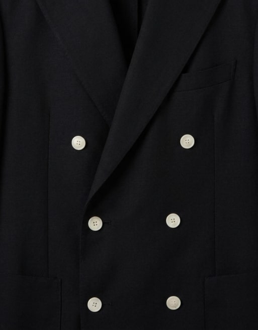 ASOS DESIGN mix & match linen rich slim double breasted suit jacket in black, 10 of 10