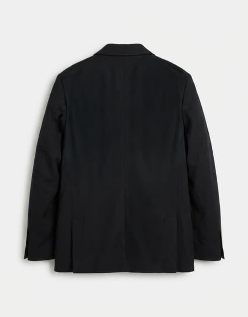 ASOS DESIGN mix & match linen rich slim double breasted suit jacket in black, 8 of 10