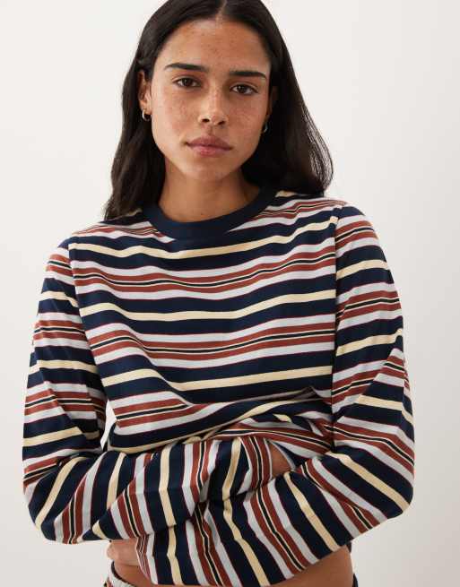 ASOS DESIGN mix & match pyjama in blue and brown stripe, 2 of 3