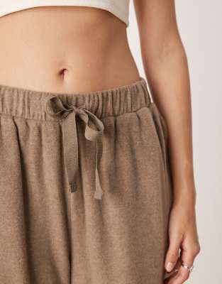 ASOS DESIGN lounge mix & match fleece sweatpants in brown