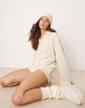 [ASOS DESIGN] ASOS DESIGN Mix & Match lounge fluffy sock rugby top in cream-White XS Cream