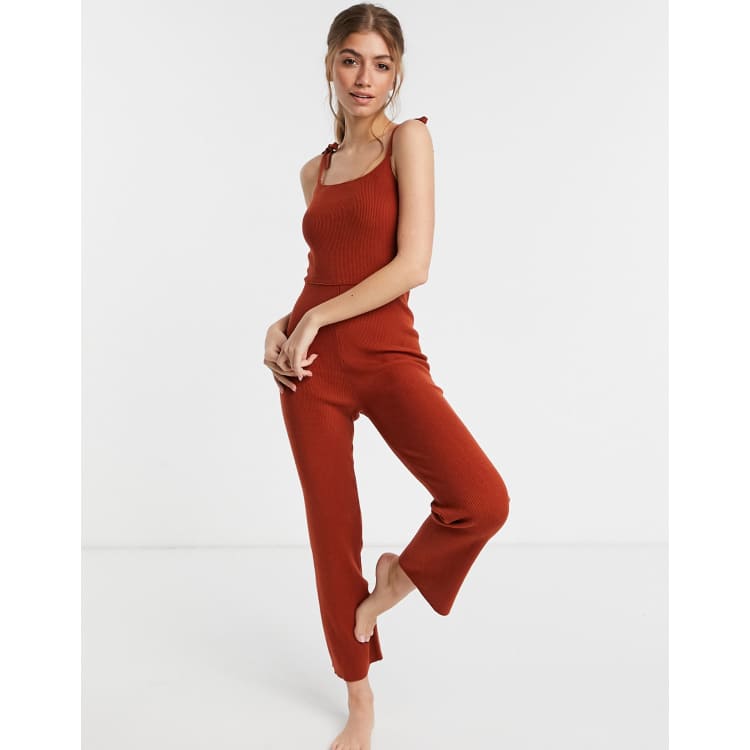 ASOS DESIGN mix match lounge knit ribbed jumpsuit ASOS