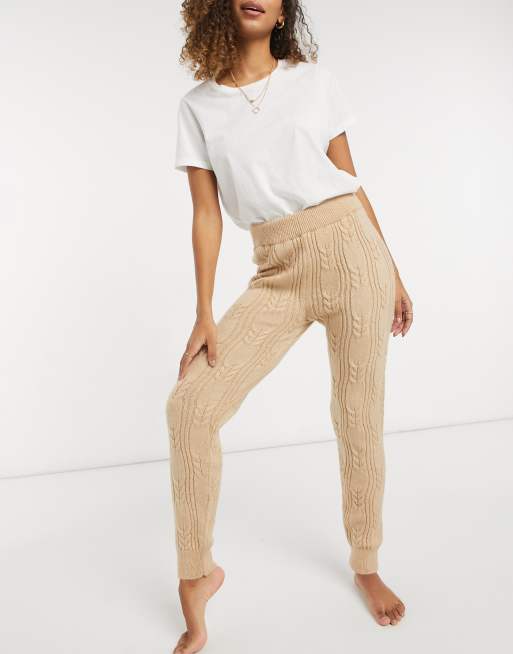 Beige knit leggings new arrivals