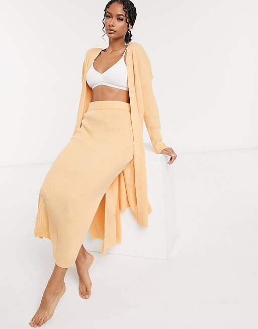 ASOS DESIGN mix & match lounge knitted cardigan in peach