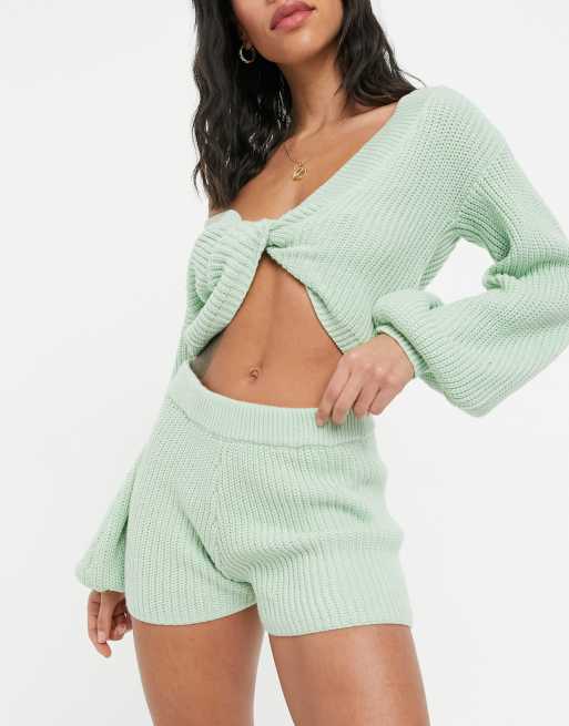 ASOS DESIGN mix & match knitted loungewear set in green