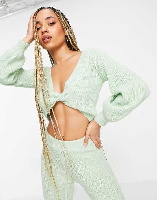 ASOS DESIGN mix & match knitted loungewear set in green