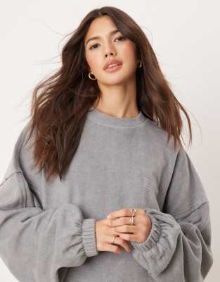 ASOS DESIGN - Mix & Match - Lounge-Sweatshirt aus Fleece in Hellgrau