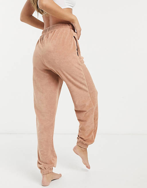 ASOS DESIGN mix & match lounge terry cloth sweatpants in brown