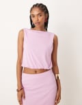 [ASOS DESIGN] ASOS DESIGN Mix & Match mesh semi sheer bubble hem top in lilac-Brown XS lilac