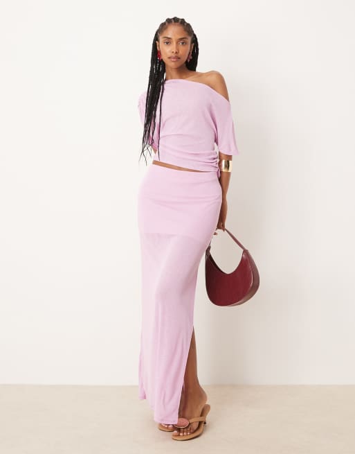 ASOS DESIGN mix & match mesh semi sheer ruched off shoulder top