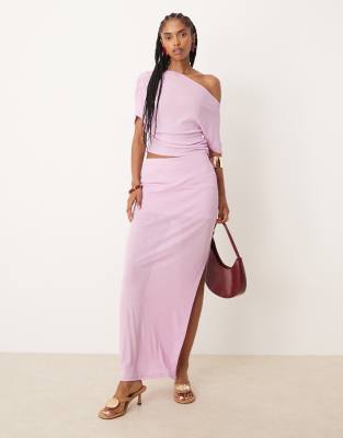ASOS DESIGN mix & match mesh semi sheer side split maxi skirt in lilac - view 1