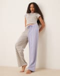 [ASOS DESIGN] ASOS DESIGN Mix & Match mixed stripe pyjama pants in purple and yellow-Multi 8 TWO TONE STRIPE