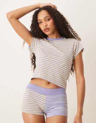 Asos Design Mix & Match Mixed Stripes Boxer Shorts In Neutral