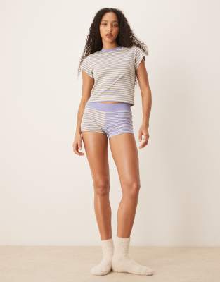 Asos Design Mix & Match Mixed Stripes Boxer Shorts In Neutral