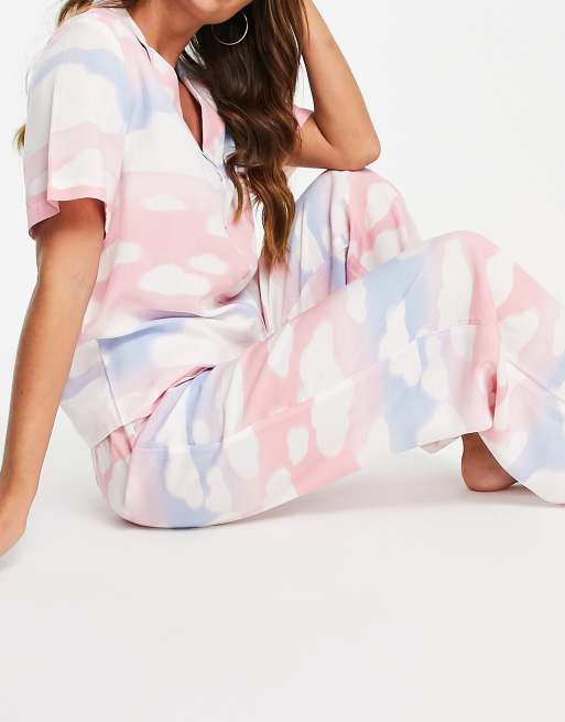 ASOS DESIGN mix & match modal cloud pyjama pants in pink blue & white, 4 of 4