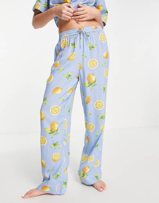 ASOS DESIGN mix & match modal fruit pajama pants in blue | ASOS