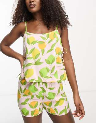 mix & match modal fruit pajama shorts in pink