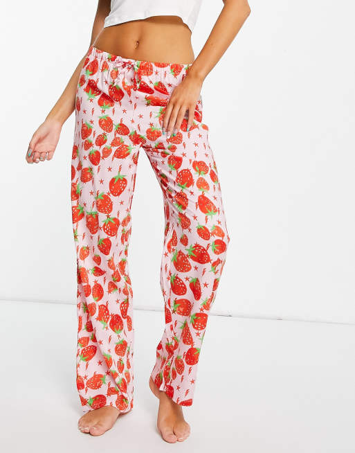 Women's and Women's Plus Strawberry Graphic Sleep Pants 