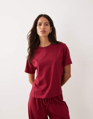 Asos Design Mix & Match Oversized Cotton Pajama Tee In Red