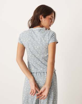 Asos Design Mix & Match Pajama Baby Tee In Gray