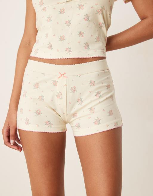 ASOS DESIGN mix & match pajama boxer with exposed waistband in ditsy print, 2 of 5