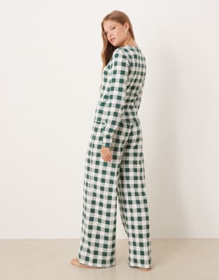Asos Design Mix & Match Pajama Henley Tee In Green