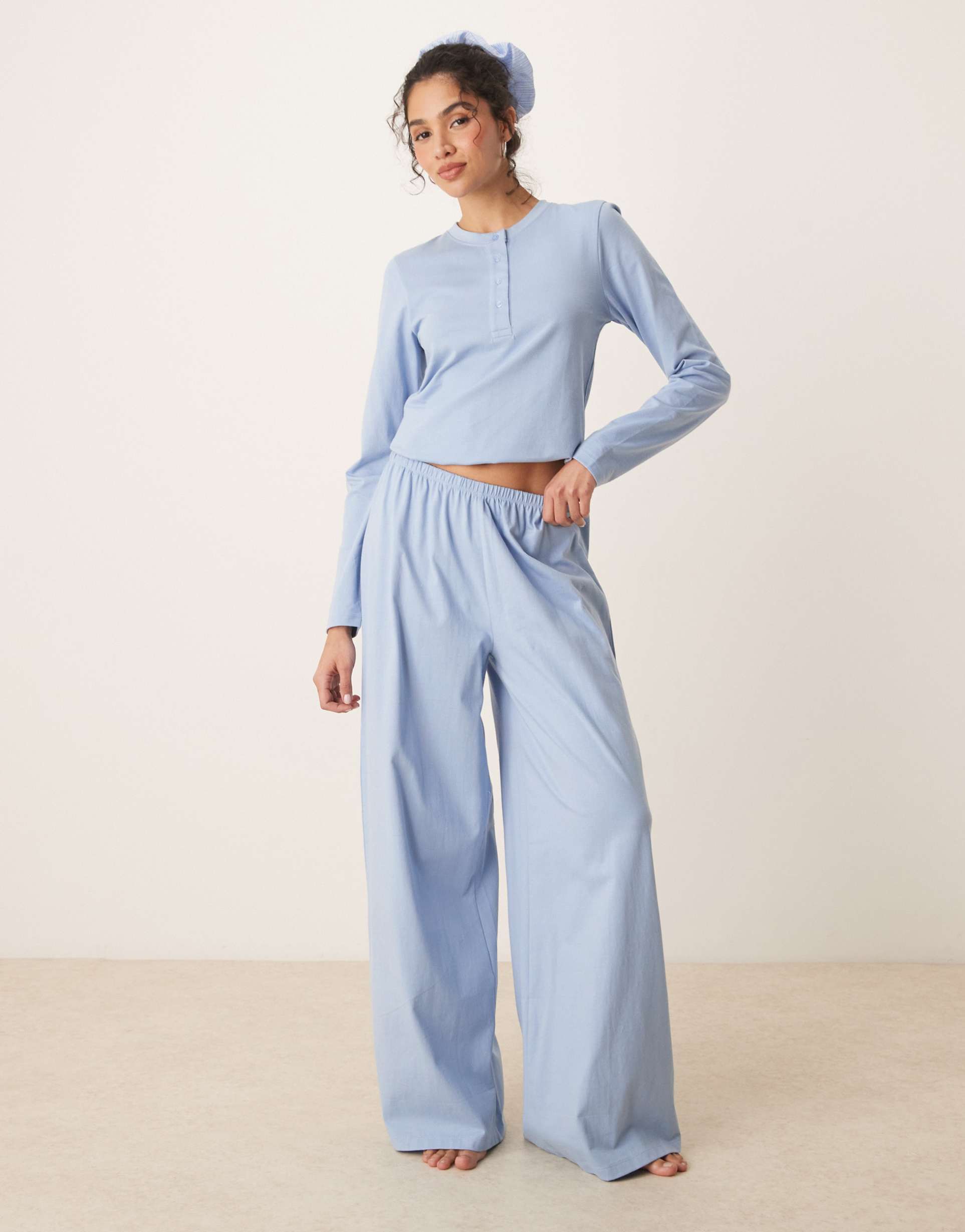 asos design mix & match pajama pants in blue