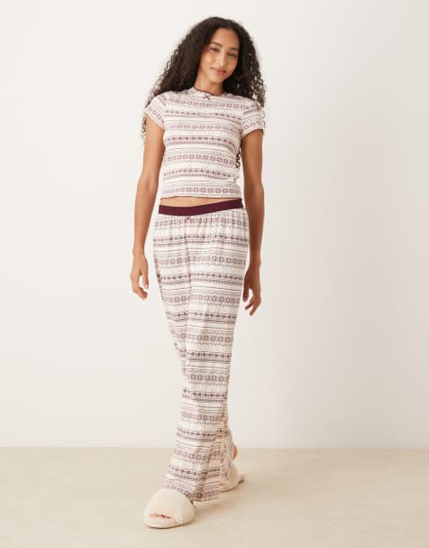 ASOS DESIGN mix & match pajama pants in red fairisle print - view 1