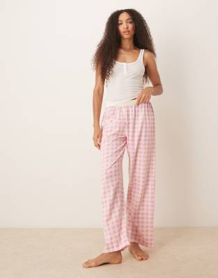 Asos Design Mix & Match Pajama Pants With Exposed Waistband In Pink