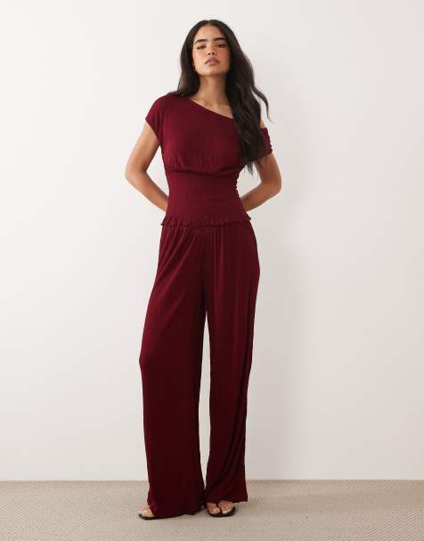 ASOS DESIGN - Mix & Match - Pantalon ample effet froissé à fronces - Baie - view 1