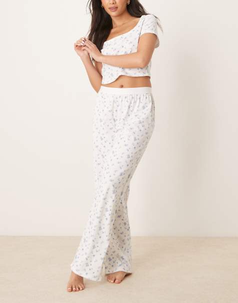 ASOS DESIGN - Mix & Match - Pantalon de pyjama à petites fleurs avec taille apparente et bordures picot - view 1