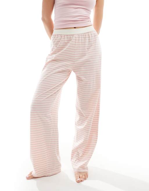 ASOS DESIGN - Mix & Match - Pantalon de pyjama à rayures avec bords en picot et taille apparente - Rose, 2 de 4
