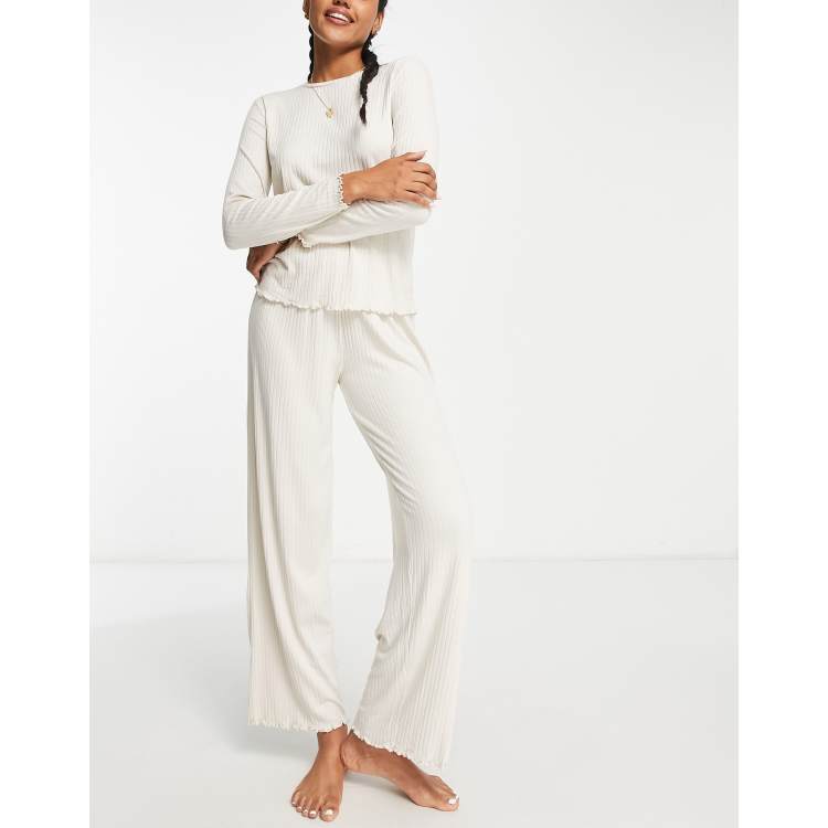 Maternité - Ensemble De Loungewear Côtelé Avec Top Et Pantalon Oatmeal Femme