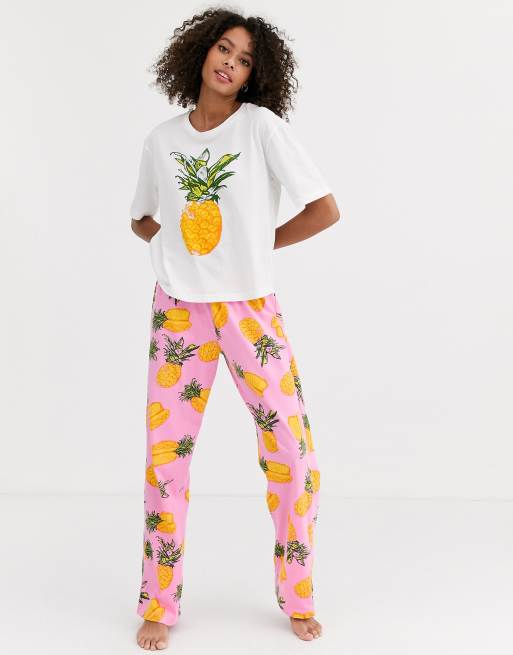 ASOS DESIGN - Mix & Match - T-shirt et pantalon de pyjama en jersey imprimé ananas, 3 de 3