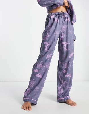 ASOS DESIGN - Mix & Match - Pantalon de pyjama en modal à motif astrologie - Bleu