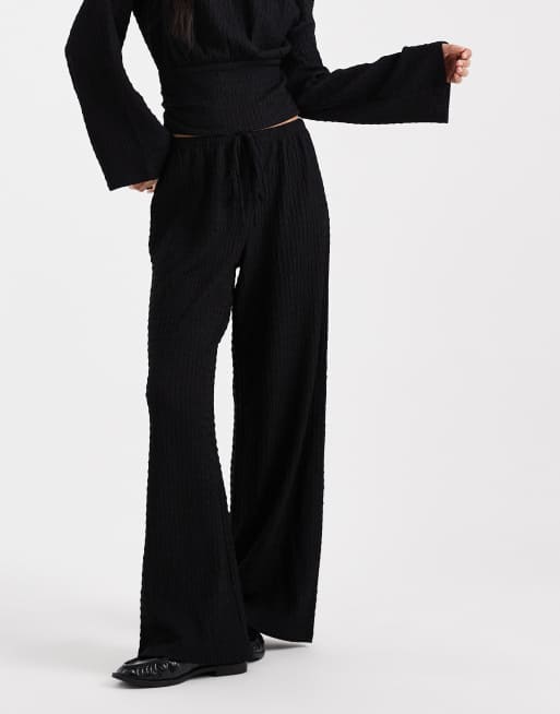 ASOS DESIGN - Mix & Match - Pantalon texturé ample noué à la taille - Noir , 2 de 5