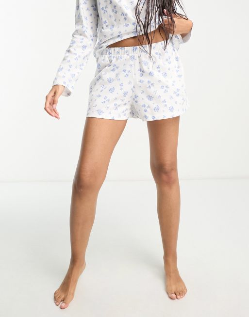 ASOS DESIGN - Mix & Match - Pantaloncini del pigiama bianchi a fiori, 4 di 4