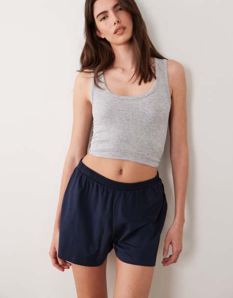 ASOS DESIGN - Mix & Match - Pantaloncini del pigiama fluttuanti in cotone blu navy - view 1