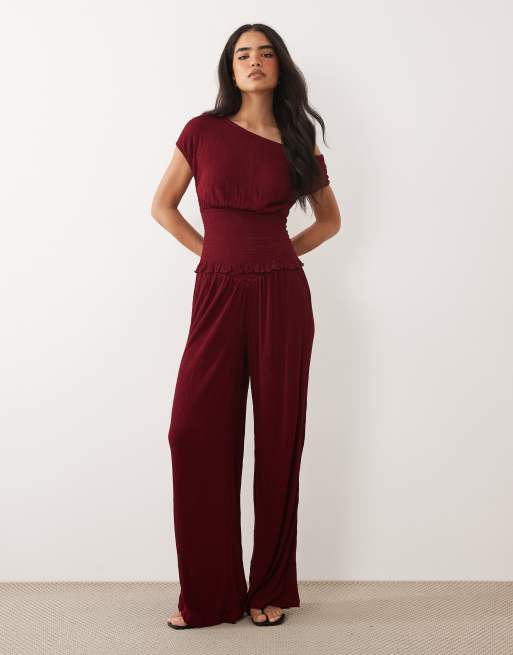 ASOS DESIGN - Conjunto color baya de tejido efecto rugoso, 4 de 4