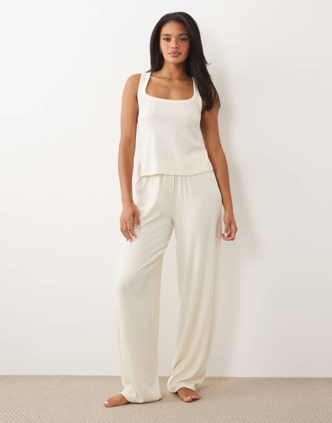 ASOS DESIGN - Mix & Match - Pantaloni a fondo ampio color avorio a coste - view 1