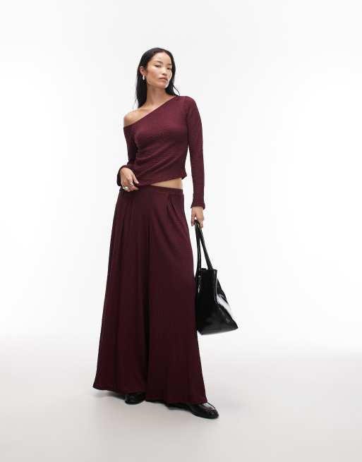 ASOS DESIGN - Mix & Match - Pantaloni a fondo ampio testurizzati color bacca, 2 di 5