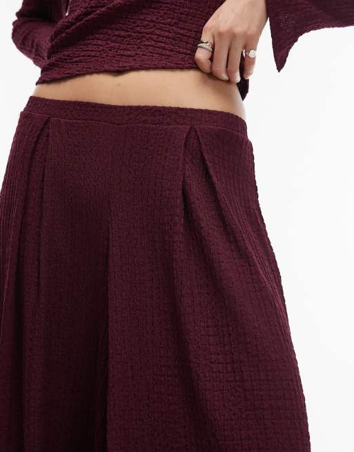 ASOS DESIGN - Mix & Match - Pantaloni a fondo ampio testurizzati color bacca, 3 di 5