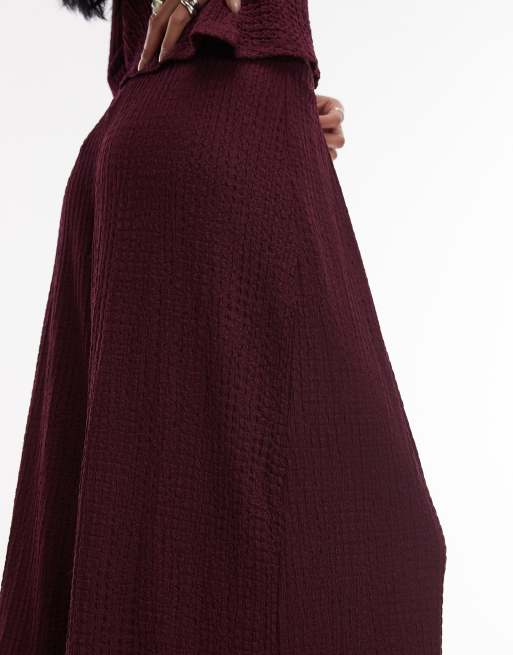 ASOS DESIGN - Mix & Match - Pantaloni a fondo ampio testurizzati color bacca, 5 di 5