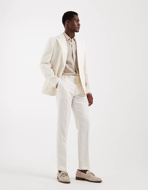 ASOS DESIGN - Mix & Match - Abito slim in misto lino color crema, 2 di 3