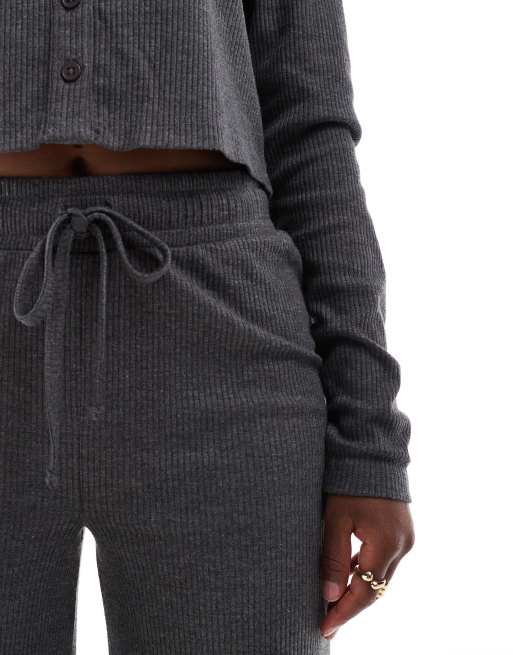 ASOS DESIGN - Mix & Match - Pantaloni da casa con fondo ampio grigi a coste, 3 di 5
