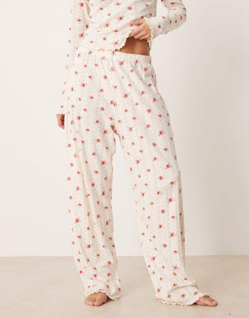 ASOS DESIGN - Mix & Match - Pantaloni del pigiama con stampa a fiorellini traforata, 2 di 4