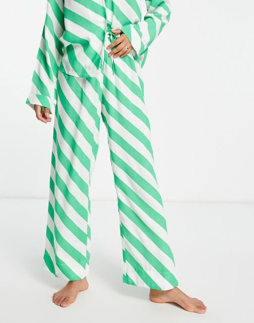 ASOS DESIGN - Mix & Match - Pantaloni del pigiama in modal verde e bianco a righe, 4 di 4